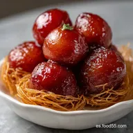 Gulab Jamun in Kunafa Nests A: Postre de Fusi&oacute;n Crujiente
