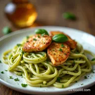 Pasta al Pesto con Pollo Cremoso Lista en 20 Minutos