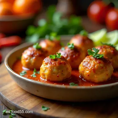 Alb&oacute;ndigas de Pollo Jugosas Receta Casera Mediterr&aacute;nea Tarjeta de receta