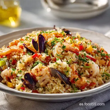 Arroz con Mariscos Receta Deliciosa para 4 Porciones Tarjeta de receta