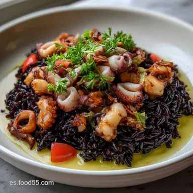 Arroz Negro Con Sepia Y Chipirones: El Aut&eacute;ntico Sabor Marinero! Tarjeta de receta