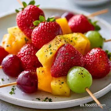 Brochetas De Fruta en 15 Minutos Tarjeta de receta