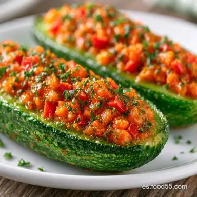 Calabacín Relleno Verduras para 4 Personas Tarjeta de receta