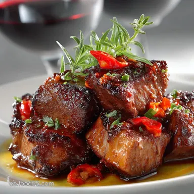 Carrilleras de Ternera en Salsa al Vino Tinto: El Plato M&aacute;s Tierno Tarjeta de receta