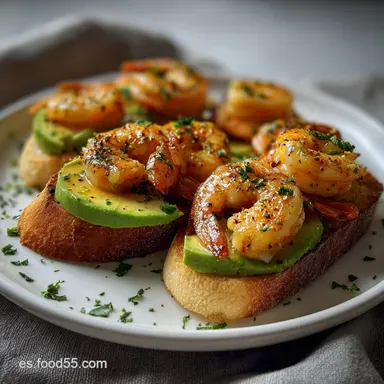 Receta De Crostini De Camarones Al Ajo Con Aguacate Cremoso Tarjeta de receta