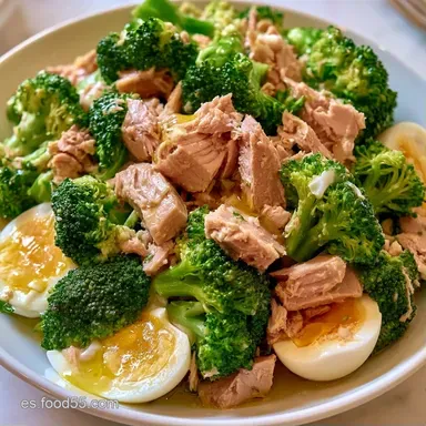 Brócoli, Huevo y Atún en 25 Minutos Tarjeta de receta