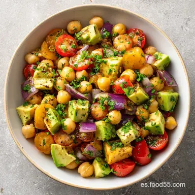 Ensalada de Garbanzos y Aguacate para 4 Tarjeta de receta
