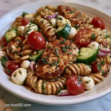 Ensalada de Pasta y Pollo para 4 Personas Tarjeta de receta