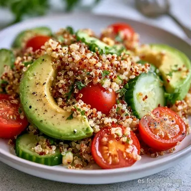 Ensalada de Quinoa y Aguacate para 4 Tarjeta de receta