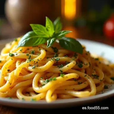 A la mesa en 10 Minutos Espaguetis Aglio e Olio Express Tarjeta de receta