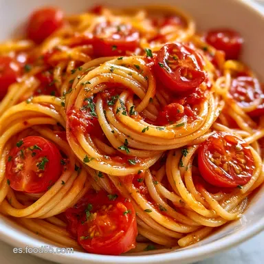 Espaguetis Con Tomate Para 4 Personas Tarjeta de receta