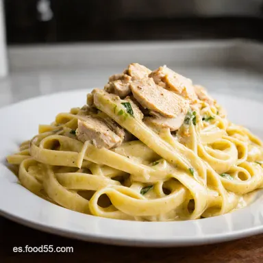 Fettuccine Alfredo con Pollo Receta Casera F&aacute;cil y Cremosa Tarjeta de receta