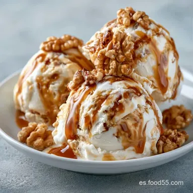 Helado Nuez y Caramelo: Cremoso Tarjeta de receta