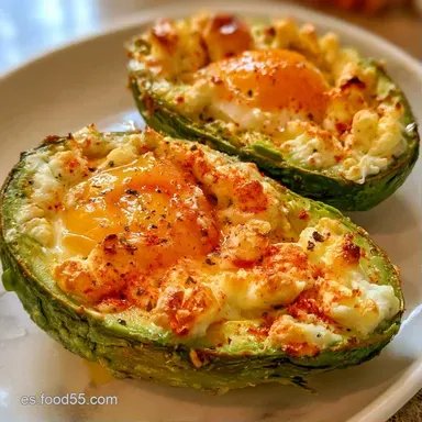 Huevos Al Horno Aguacate con Queso Feta Tarjeta de receta