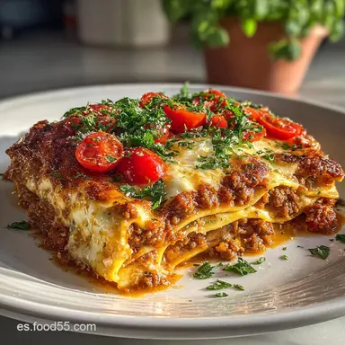 Lasa&ntilde;a de Carne Casero: Crispy Baked Perfection Tarjeta de receta