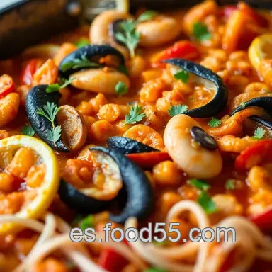Paella Marisco: Aut&eacute;ntica Receta de la Costa Espa&ntilde;ola Tarjeta de receta