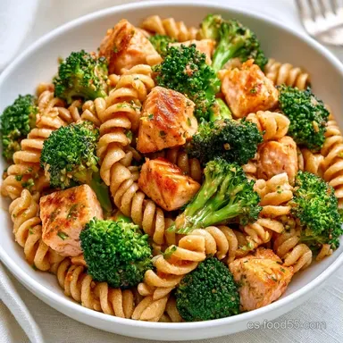 Pasta Con Salmón Y Brócoli Cremosa Tarjeta de receta