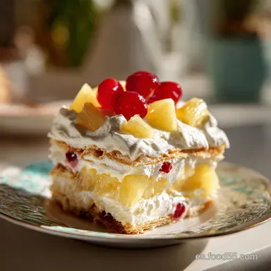 Pastel Fr&iacute;o de Pi&ntilde;a para 12 Porciones: Un Postre Refrescante Tarjeta de receta