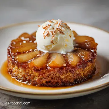 Pastel Invertido de Pera: Receta con Especias para 10 Porciones Tarjeta de receta