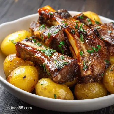Patatas con Costillas: Guiso Espa&ntilde;ol para 4 Raciones Tarjeta de receta