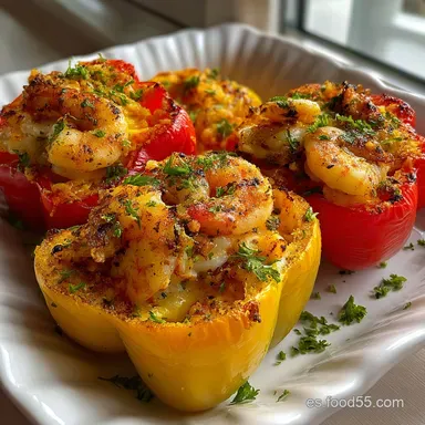 Pimientos Rellenos de Bacalao, Gambas y Huevo: Seafood Delight Tarjeta de receta