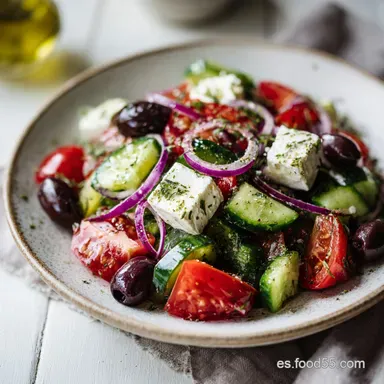 Receta Ensalada Griega Sabor Aut&eacute;ntico: Lista en 25 Minutos Tarjeta de receta