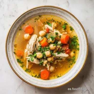 Sopa de Pollo con Garbanzos en 35 Minutos: Receta Tradicional Tarjeta de receta