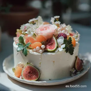 Tarta de Boda F&aacute;cil y Casera con Flores | Receta Sencilla Tarjeta de receta