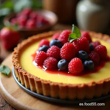 Tarta de Leche y Frutos Rojos Un Cl&aacute;sico Modernizado Tarjeta de receta