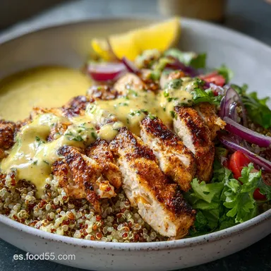 Comida Sana: Taz&oacute;n de Energ&iacute;a Mediterr&aacute;nea de Pollo y Quinoa Tarjeta de receta