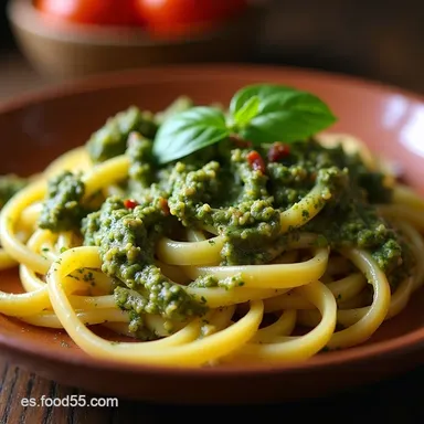 Receta de Trofie al Pesto Genovese Pesto de Albahaca Fresca Tarjeta de receta