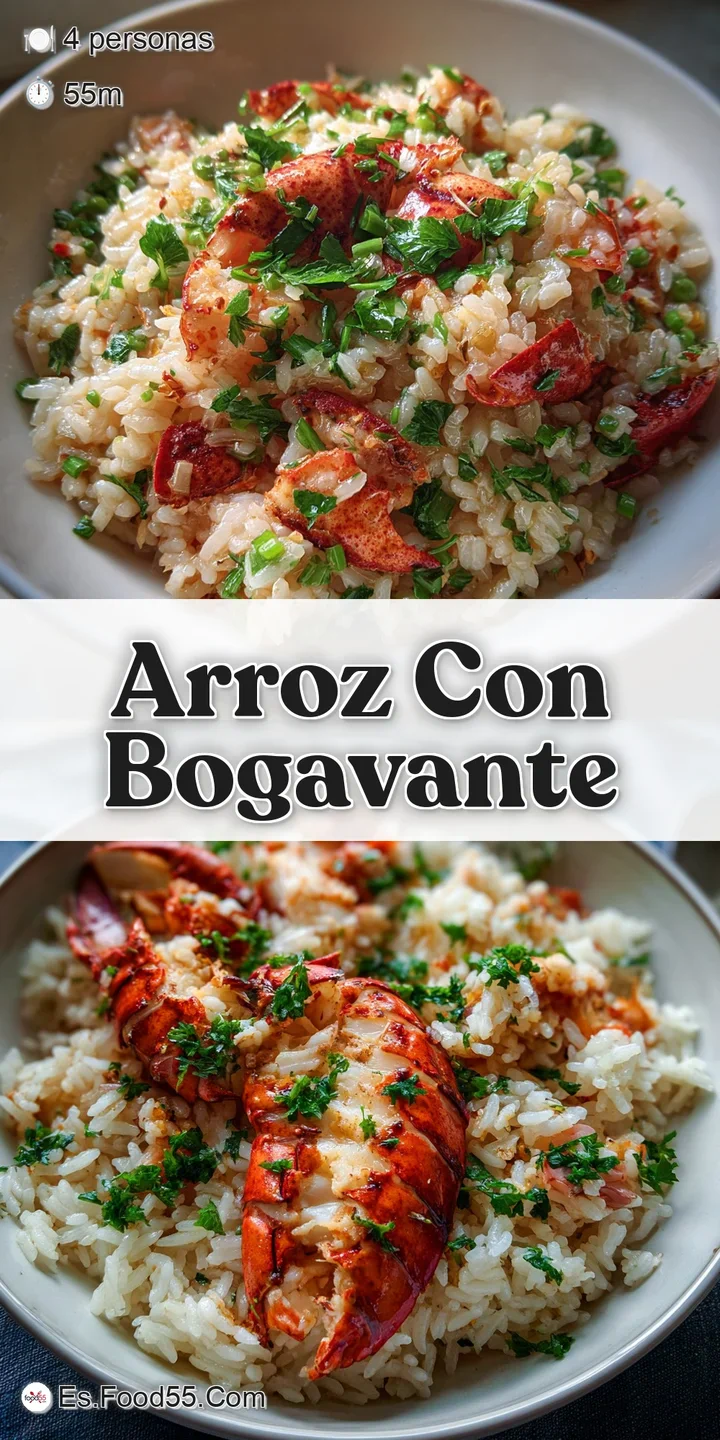 Close-up shot of moist rice mingled with succulent lobster chunks, the broth a rich orange hue. A truly appetizing temptat...