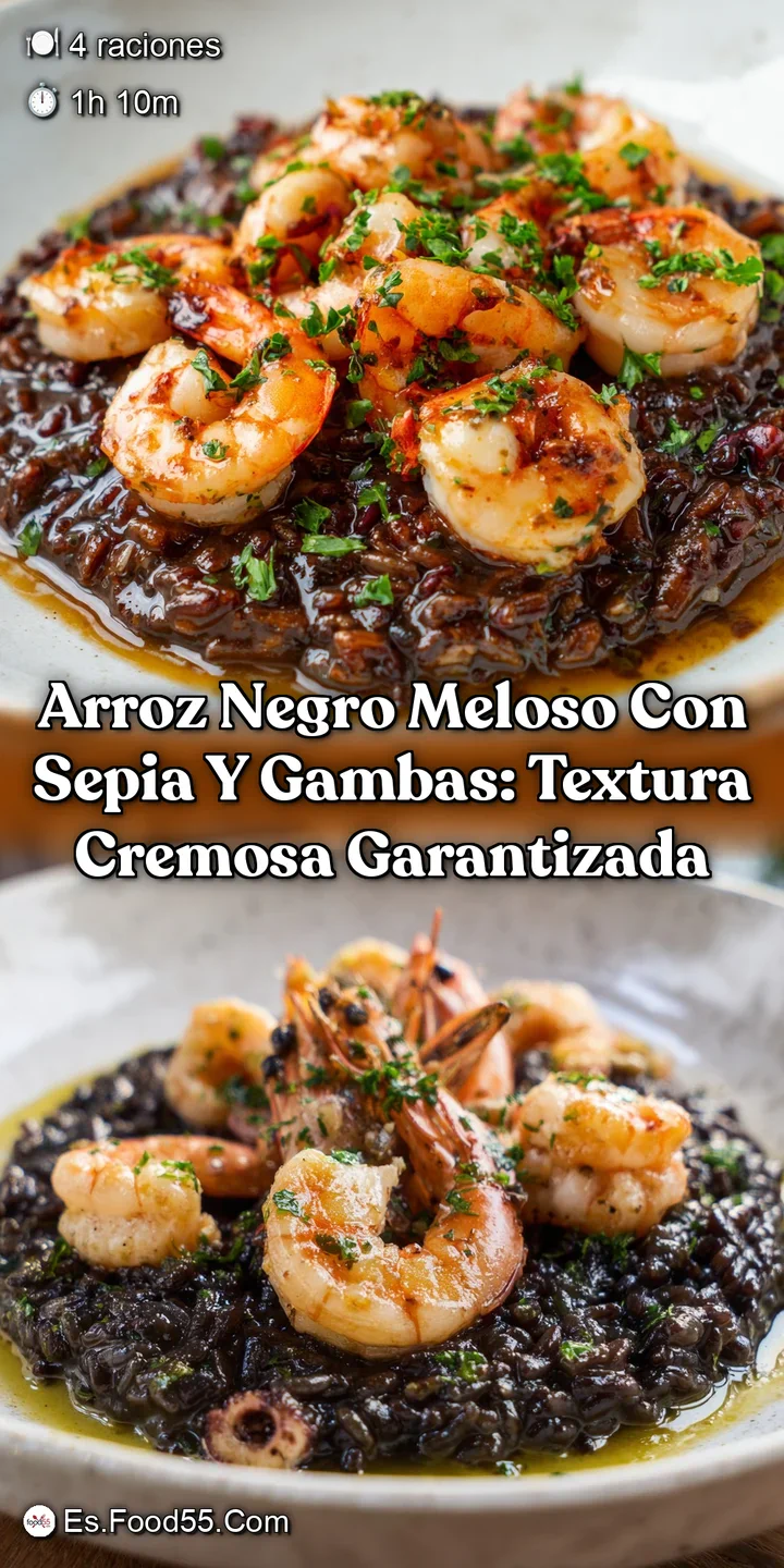 Arroz negro meloso con sepia y gambas: Textura cremosa garantizada
