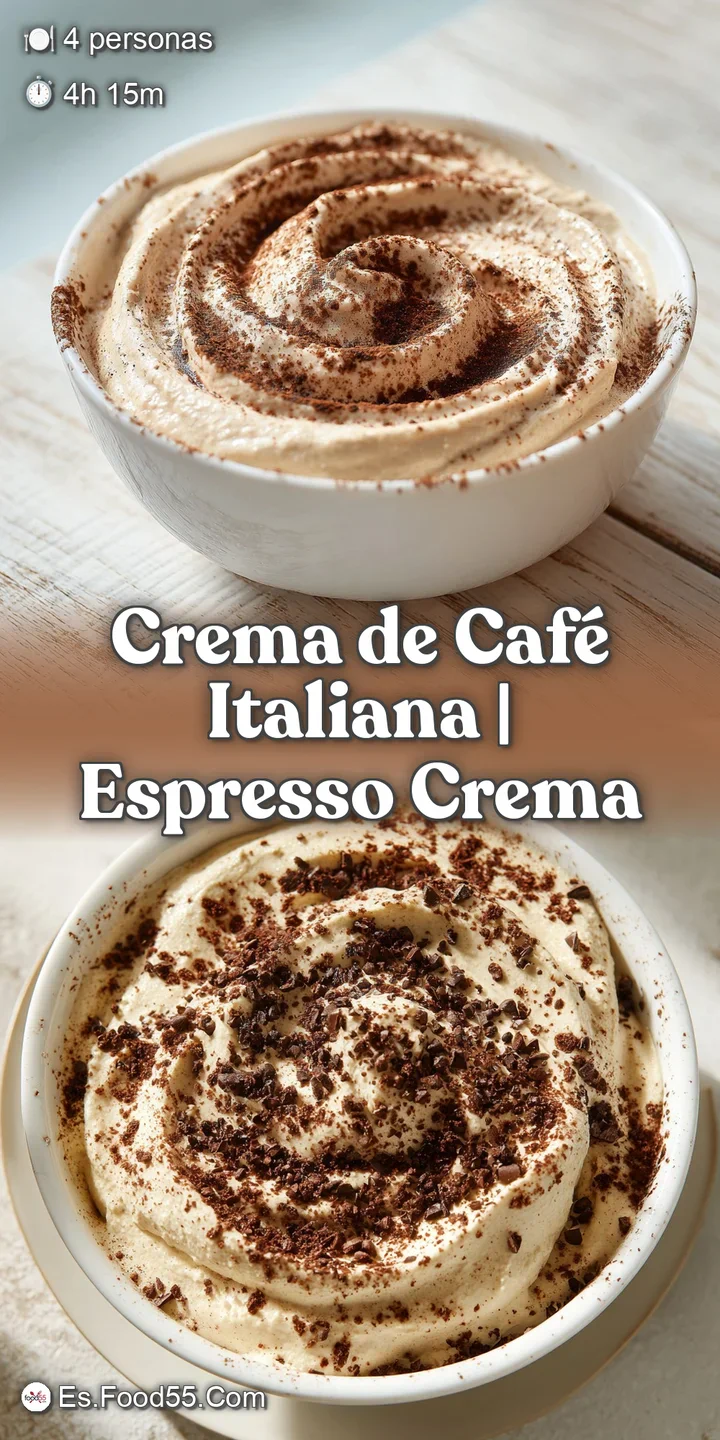 Close-up of a velvety coffee-colored cream with a glossy surface and a light sprinkling of aromatic cinnamon powder.