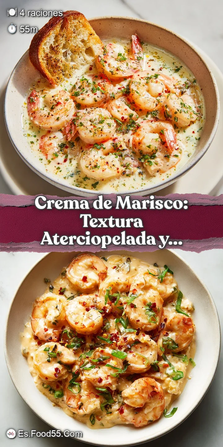 Close-up of velvety smooth seafood bisque, revealing tiny flecks of herbs and shellfish. A tempting taste of the ocean's r...