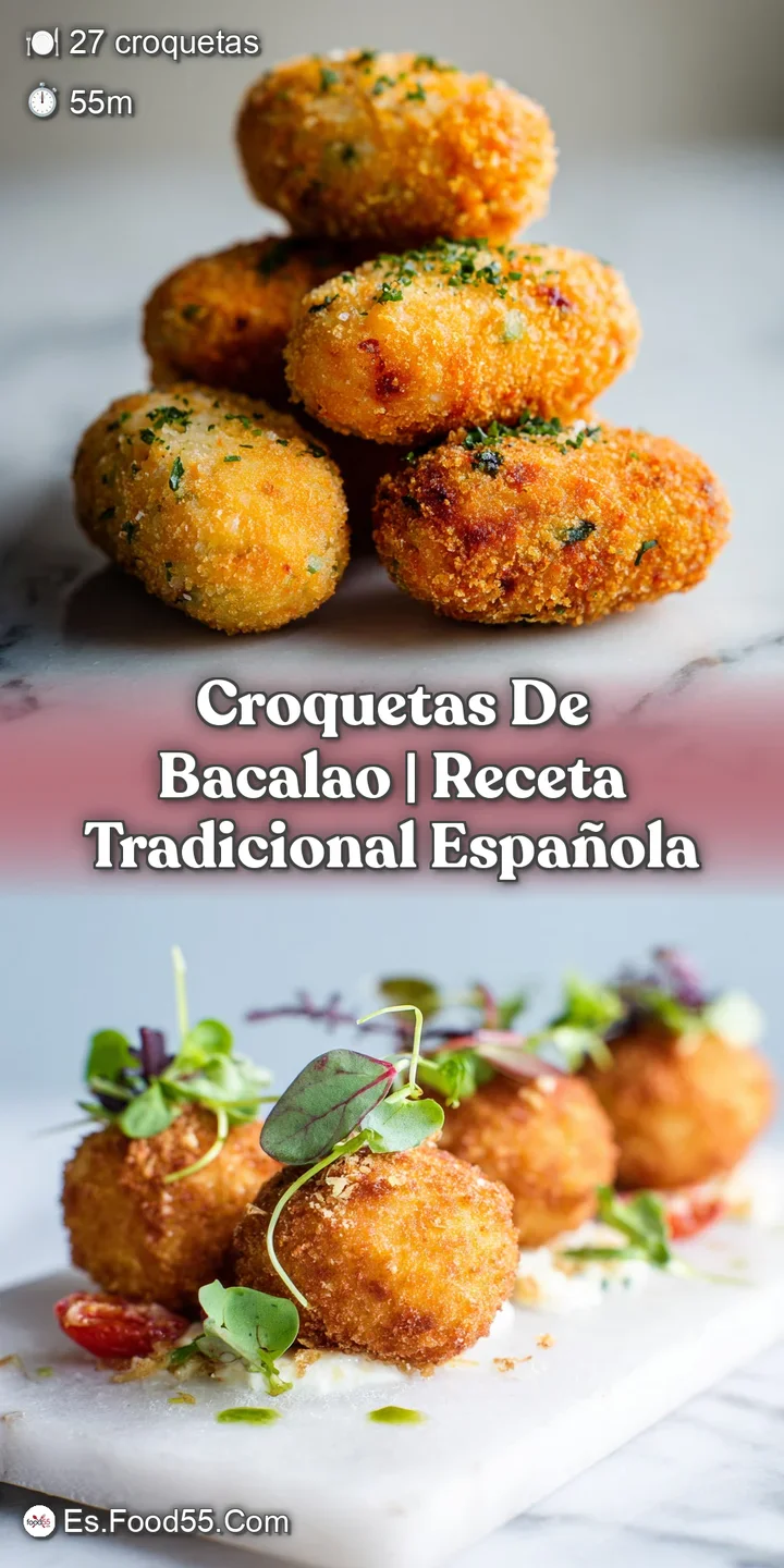 Close-up of a golden-brown cod croquette. The crispy, slightly rough texture of the exterior invites a tempting bite.
