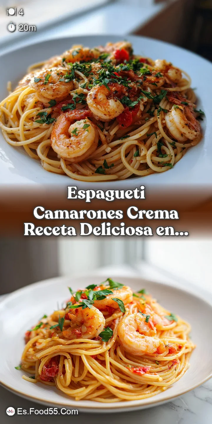 Close-up of glistening shrimp nestled in creamy pasta, flecked with vibrant herbs, showcasing the rich texture and appetiz...