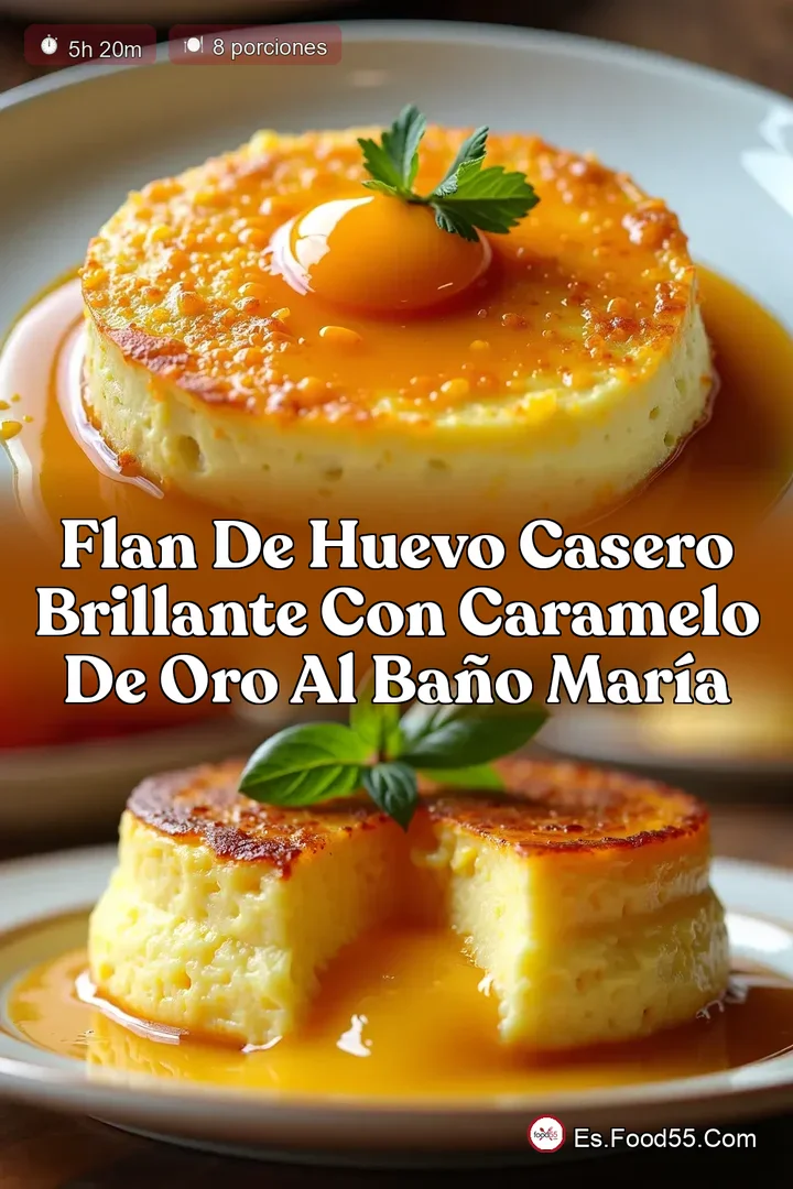 Flan de Huevo Casero Brillante con Caramelo de Oro al Ba&ntilde;o Mar&iacute;a