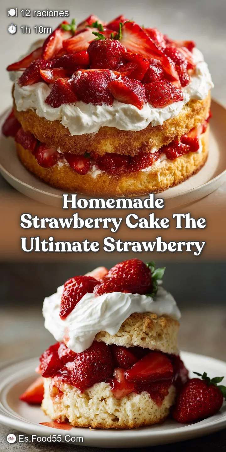 Close-up shot revealing the soft crumb and creamy layers of a pastel pink cake, topped with bright red, juicy strawberries.