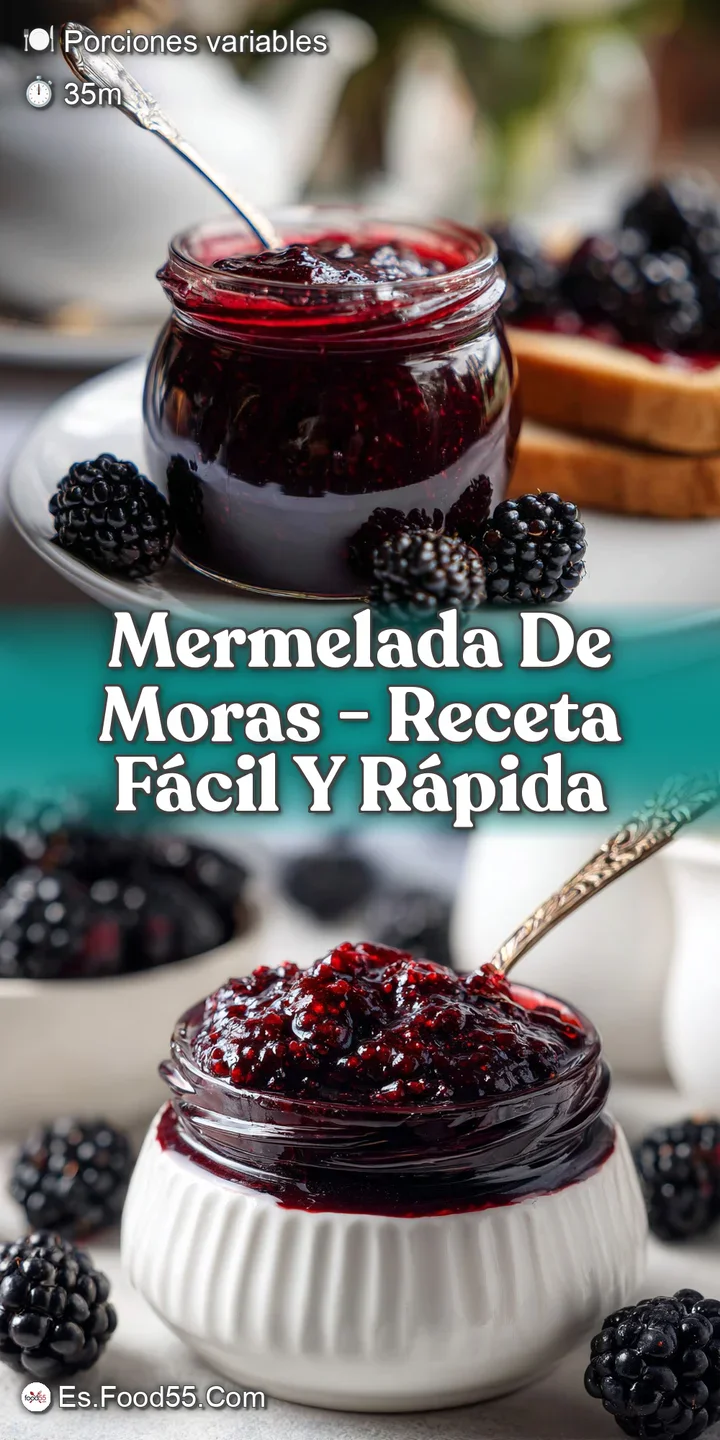 Close-up showcases the rich, glossy texture of homemade blackberry jam. Deep, inviting purple color and plump berry bits a...