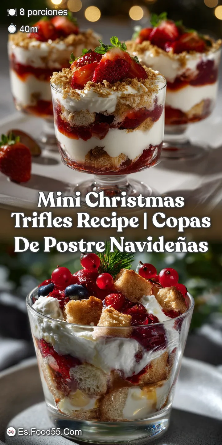 Close-up of a layered trifle with smooth, white cream, vibrant red berries, and a delightful textural contrast with crumbs.