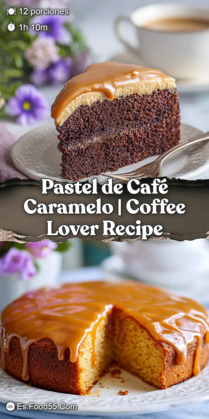 Close-up of fluffy coffee cake layers with gooey caramel drizzle and soft, plump dates.