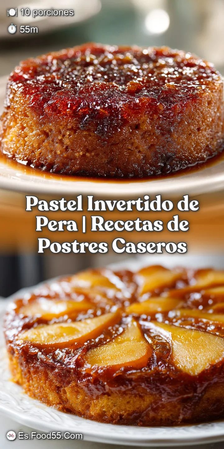 Close-up of glistening, tender pear wedges baked into a moist, golden-brown inverted cake.