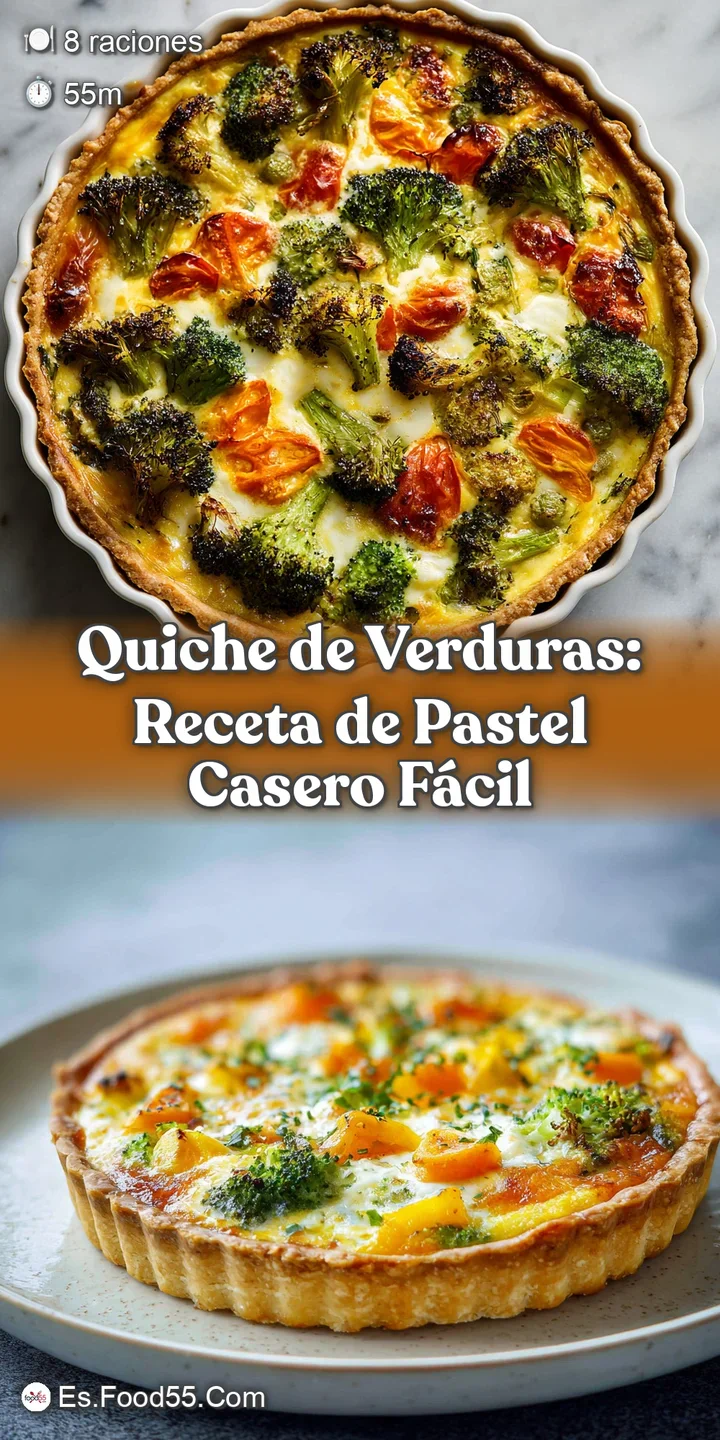 Close-up of a savory quiche slice, highlighting the creamy custard studded with colorful vegetables baked in a crisp, gold...