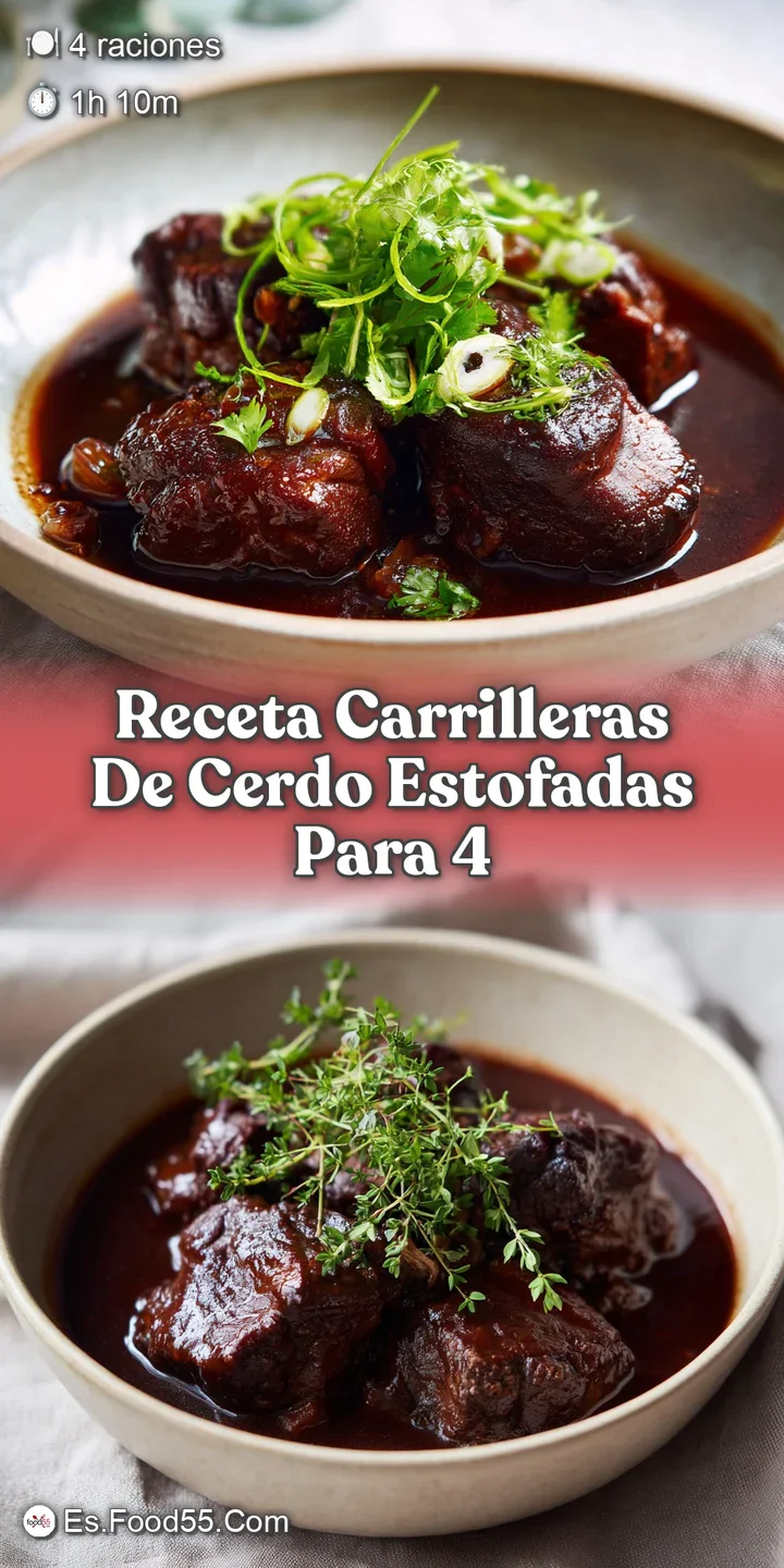 Up-close, fork-tender braised pork cheek with a glistening, dark sauce, showing rich color and depth, ready to be enjoyed.