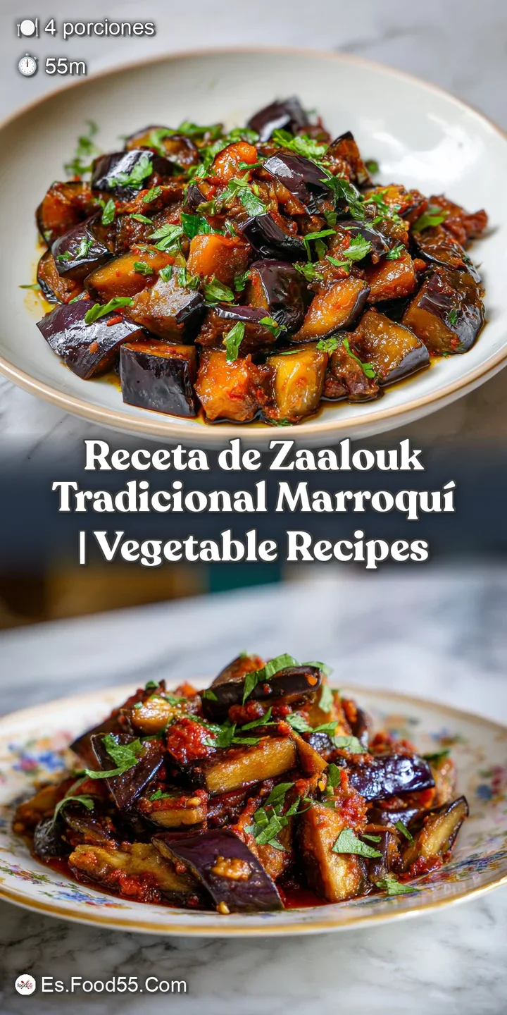 Close-up of simmering zaalouk; eggplant, tomato, pepper textures meld in a rustic dish, hinting at aromatic spices within.