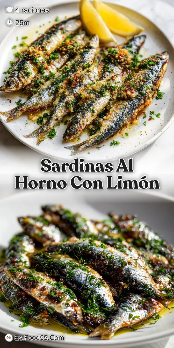 Close-up of a baked sardine, skin blistered and golden-brown, topped with translucent lemon and vibrant green parsley.