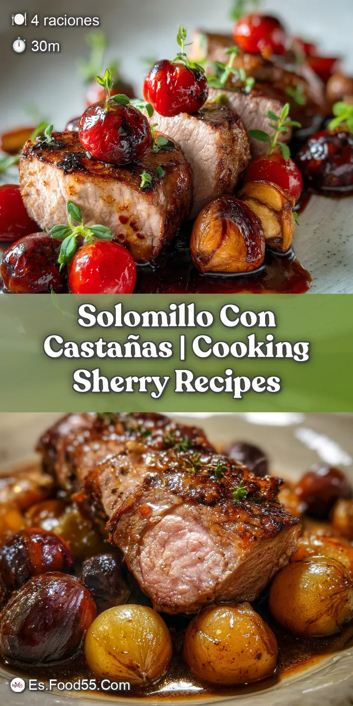 Close-up of tender pork in rich sauce with crispy chestnuts. Glistening, juicy, and aromatic; ready to enjoy!