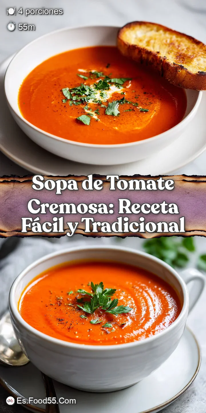 Close-up of rich, ruby-red tomato soup with flecks of herbs, capturing the smooth, inviting texture and savory aroma.