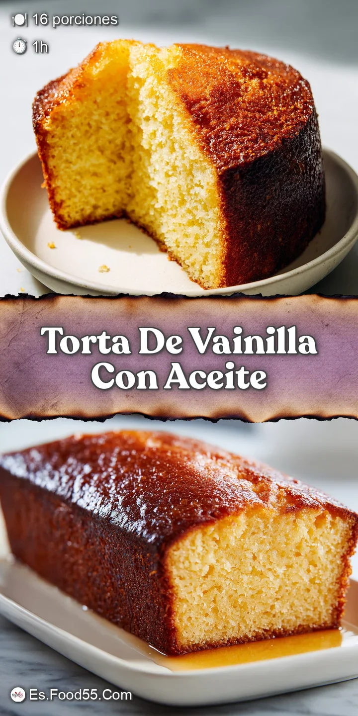 Close-up captures the tender crumb of vanilla cake, glistening lightly from the oil. A dusting of powdered sugar adds a de...